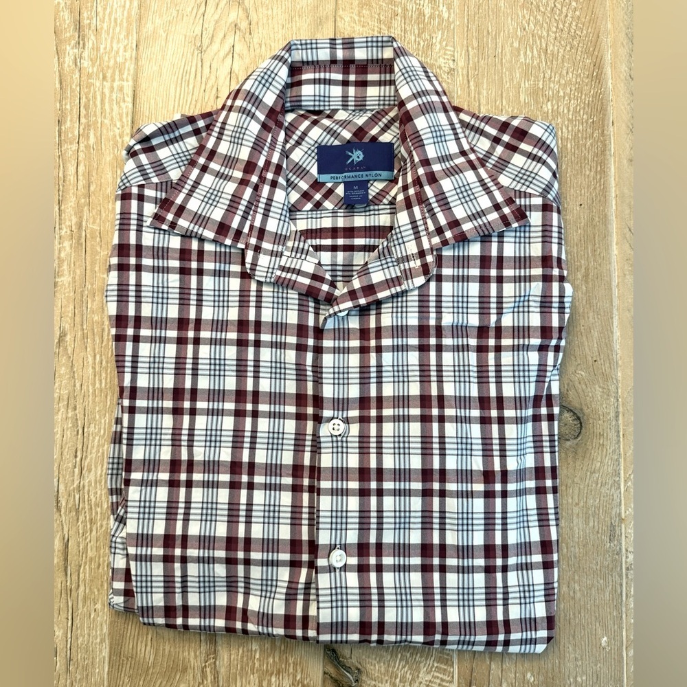 Egara performance nylon men button down plaid shirt size M